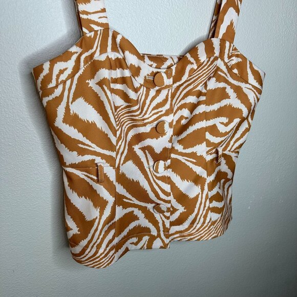 Anthropologie Zebra Stripe Tank M Button Front Casual Summer Sleeveless - Picture 3 of 7